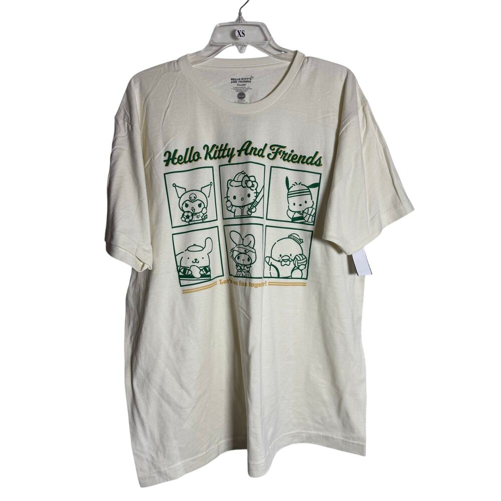 HELLO KITTY AND FRIENDS Graphic Tee NEW Cream Cotton Short Sleeve Size XL